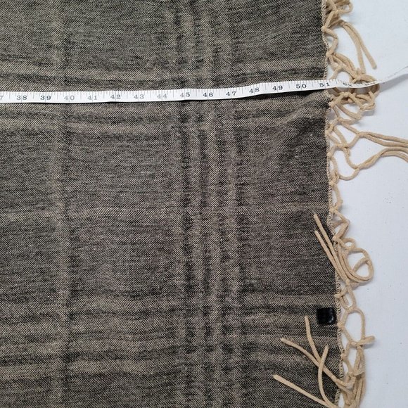 Coco Carmen Sweater Vest Wrap Cardigan Tan Gray Tartan Plaid Fringed One Size - Picture 13 of 14